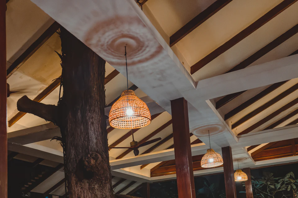 Tables laid out in a restaurant dining room